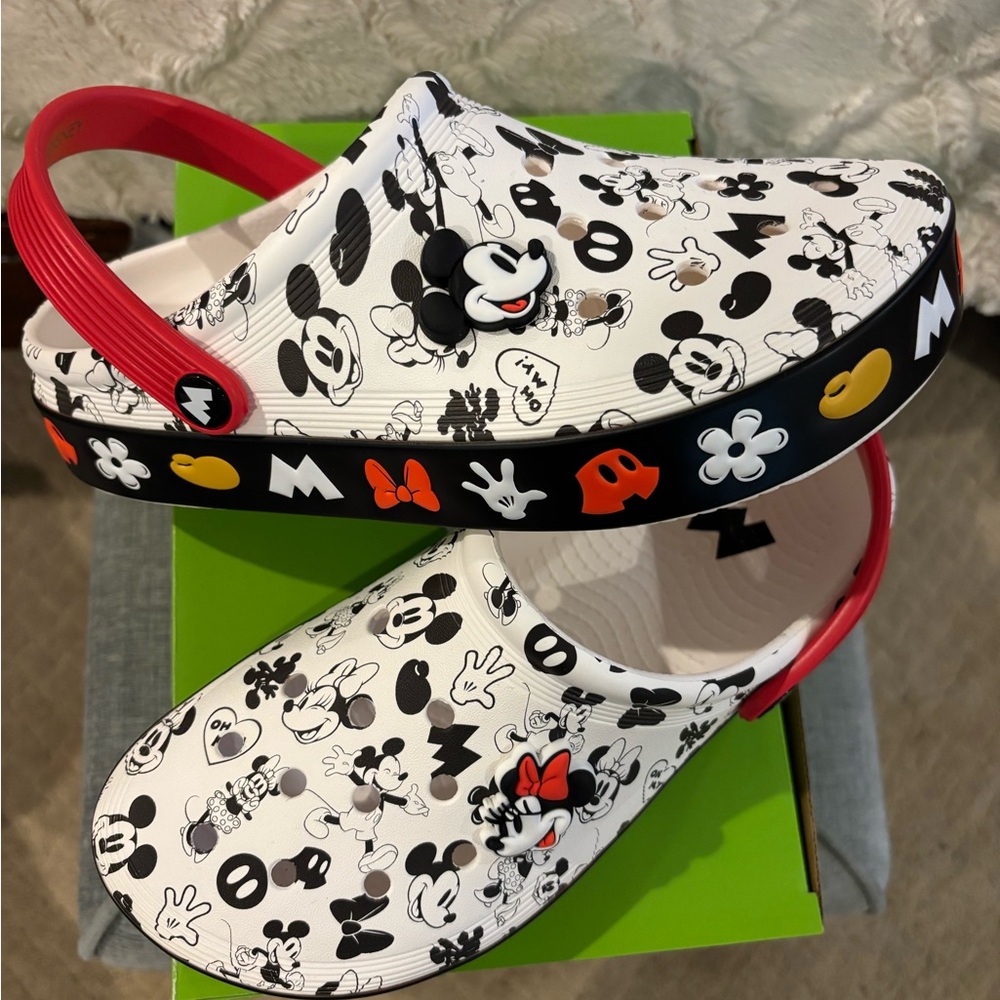 Disney White and Black Mickey Mouse Croc Clogs